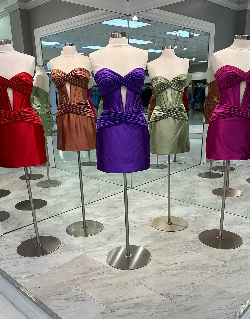 Sky Blue Satin Strapless Tight Short Homecoming Dress