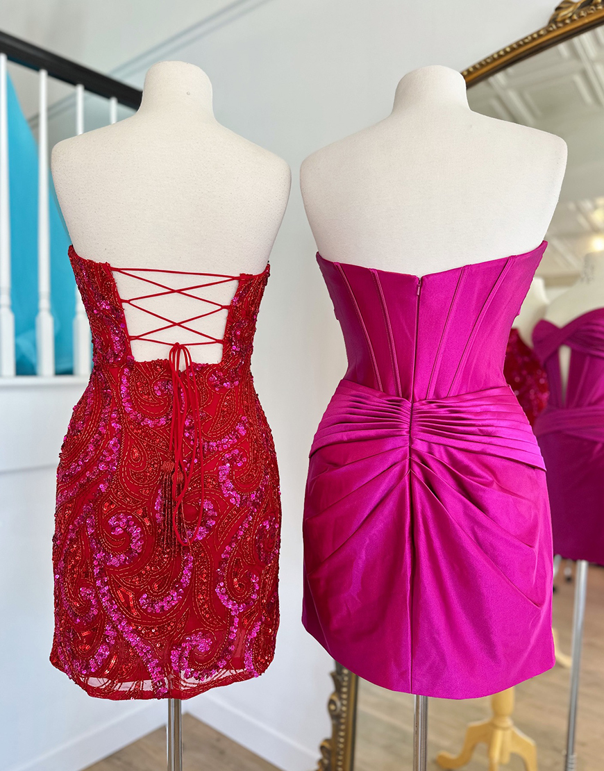 Sky Blue Satin Strapless Tight Short Homecoming Dress