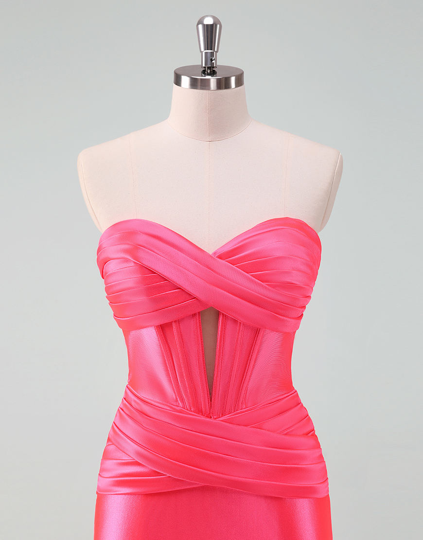 Sky Blue Satin Strapless Tight Short Homecoming Dress