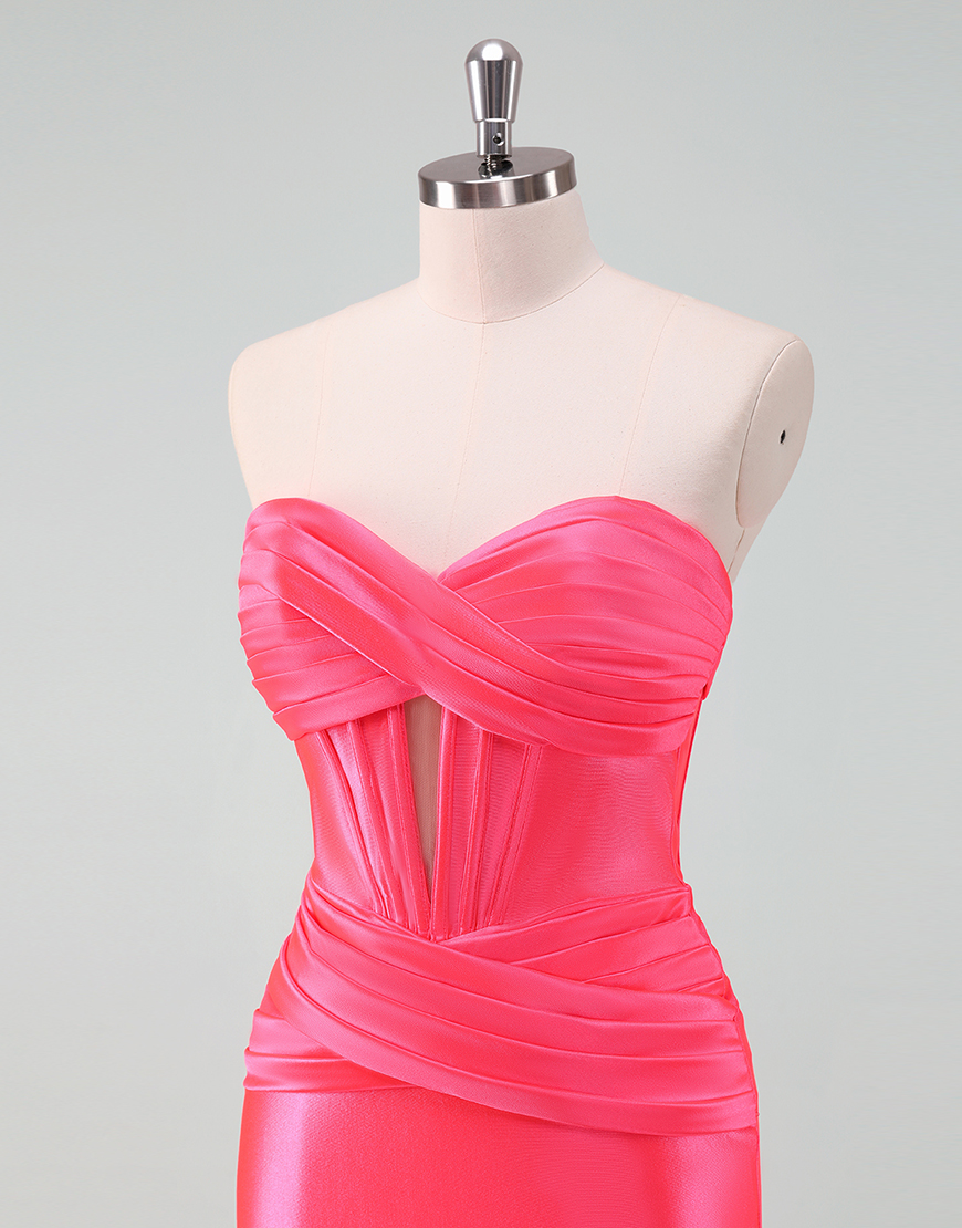 Sky Blue Satin Strapless Tight Short Homecoming Dress