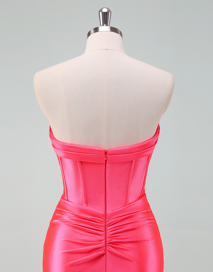 Sky Blue Satin Strapless Tight Short Homecoming Dress