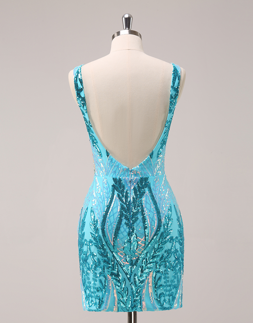 Glitter Fuchsia Sequins Bodycon Homecoming Dress