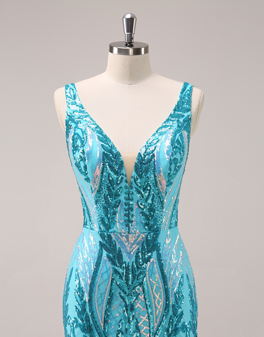 Glitter Fuchsia Sequins Bodycon Homecoming Dress