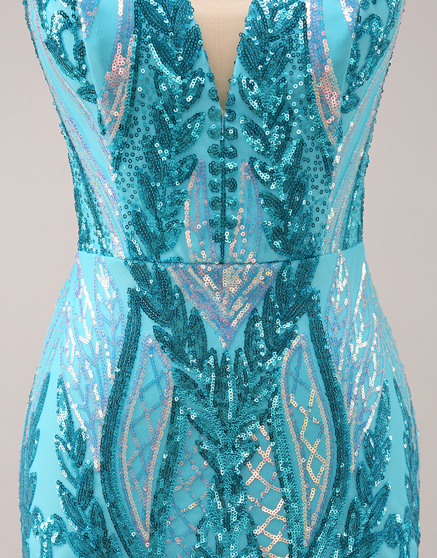 Glitter Fuchsia Sequins Bodycon Homecoming Dress