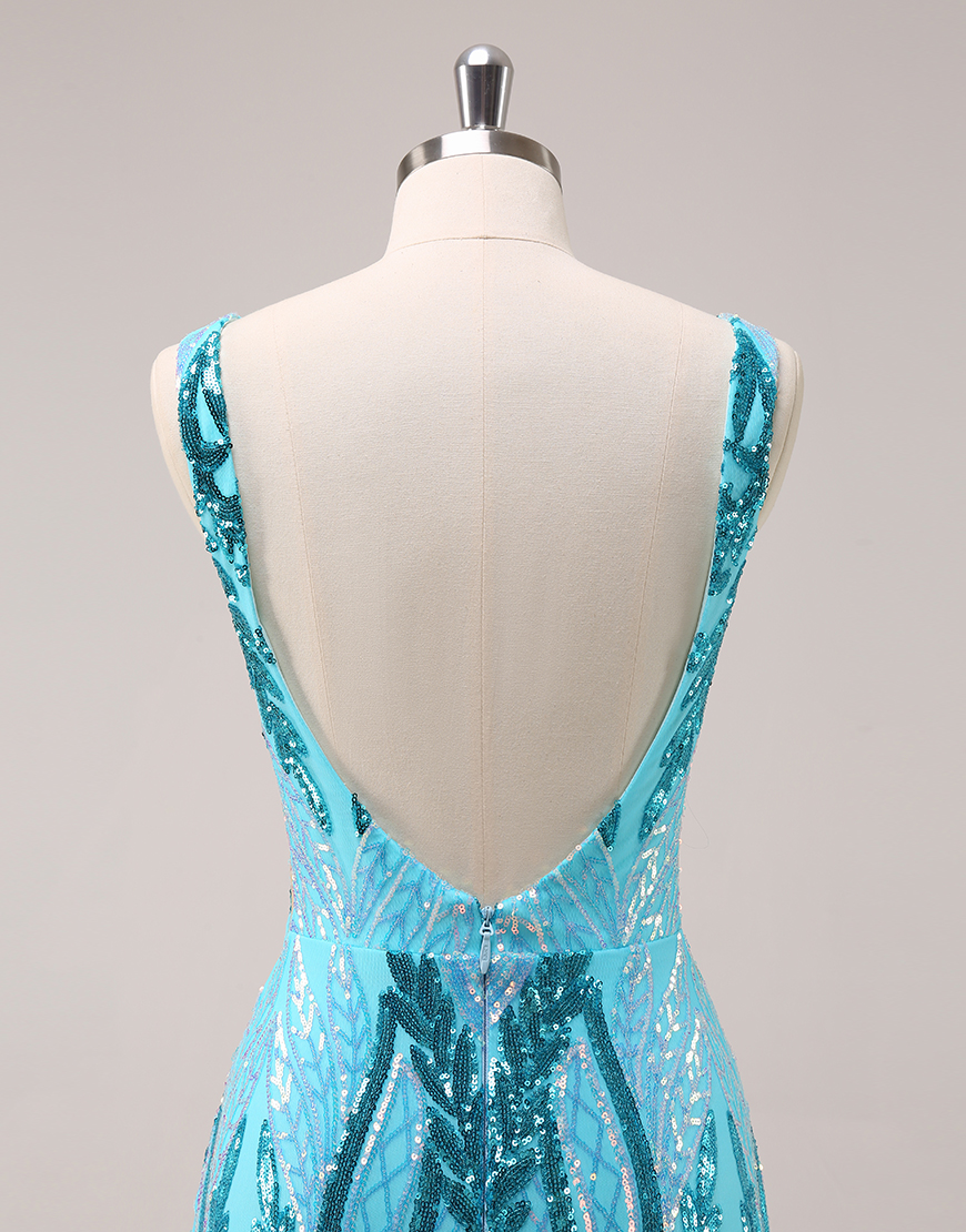 Glitter Fuchsia Sequins Bodycon Homecoming Dress