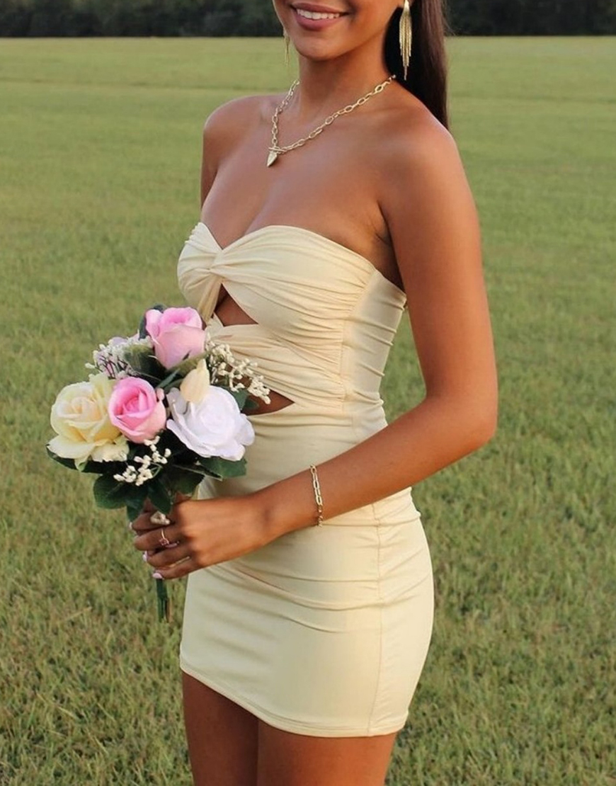 Fuchsia Bodycon Sweetheart Keyhole Mini Party Dress