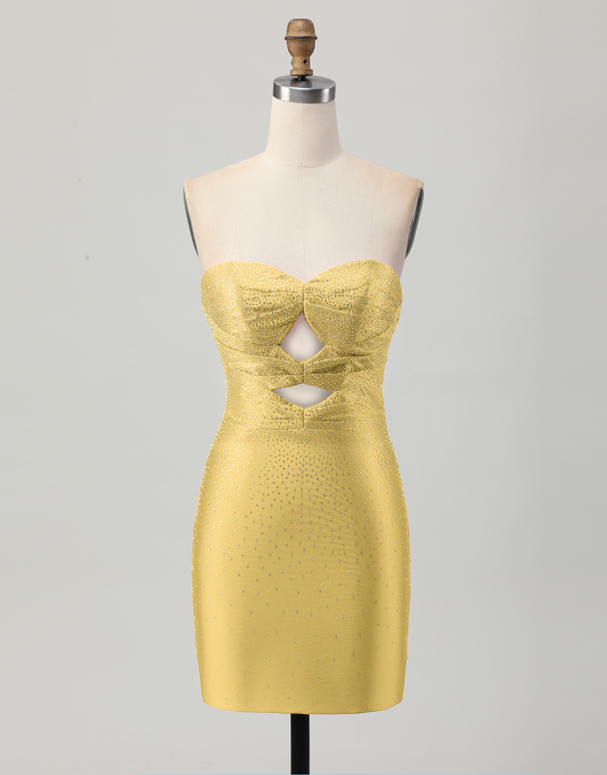 Sparkly Fuchsia Tight Short Beaded Homecoming Dress with Keyholes