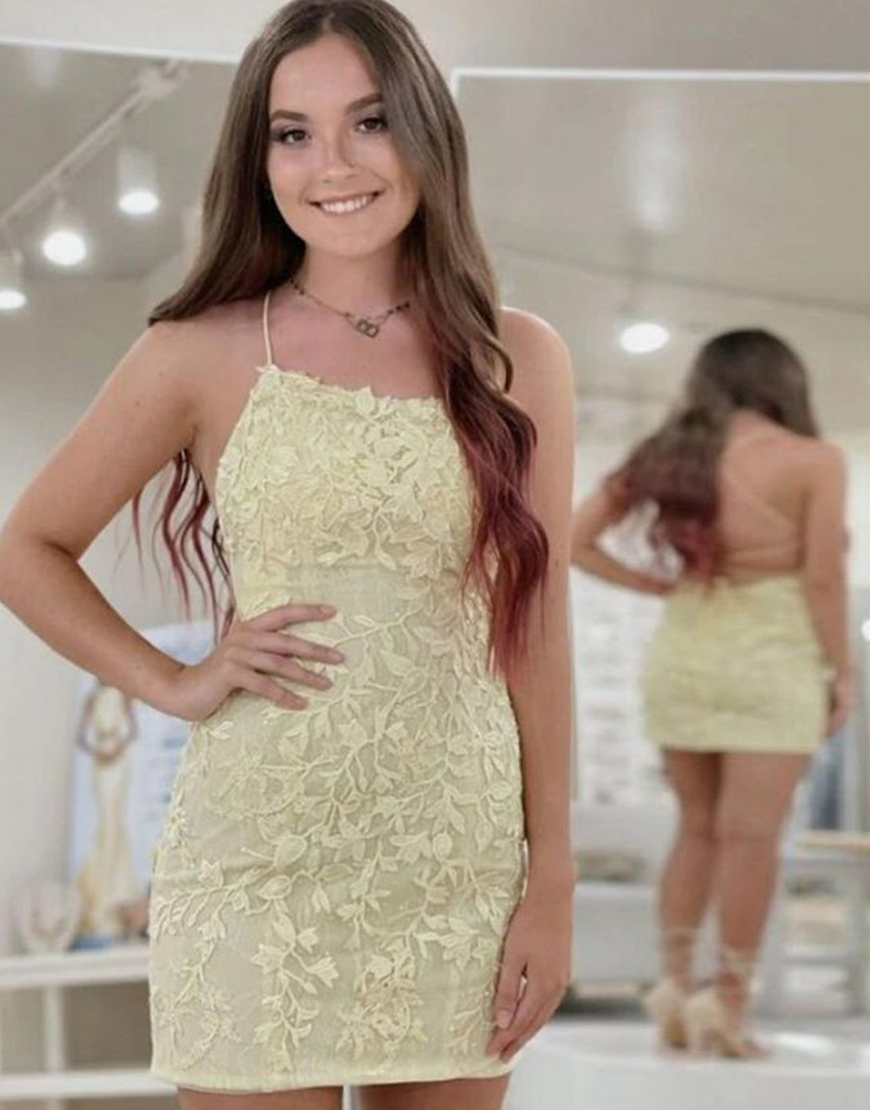 Bodycon Blue Homecoming Dress Backless Party Dress