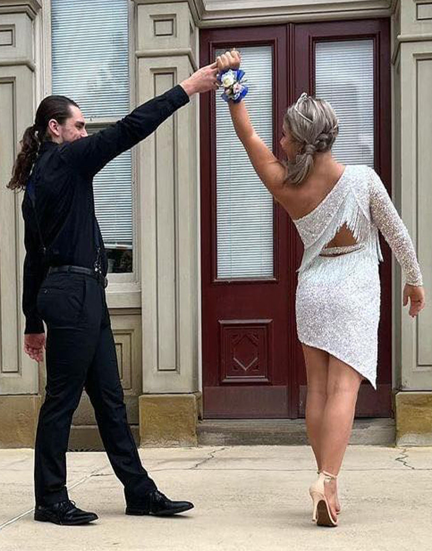 Bodycon One Shoulder Tassel Back Party Dress