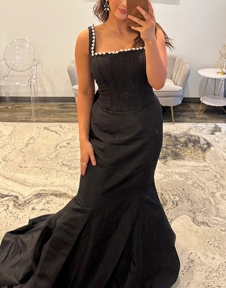 Sparkly Pink Mermaid Corset Long Prom Dress with Bow