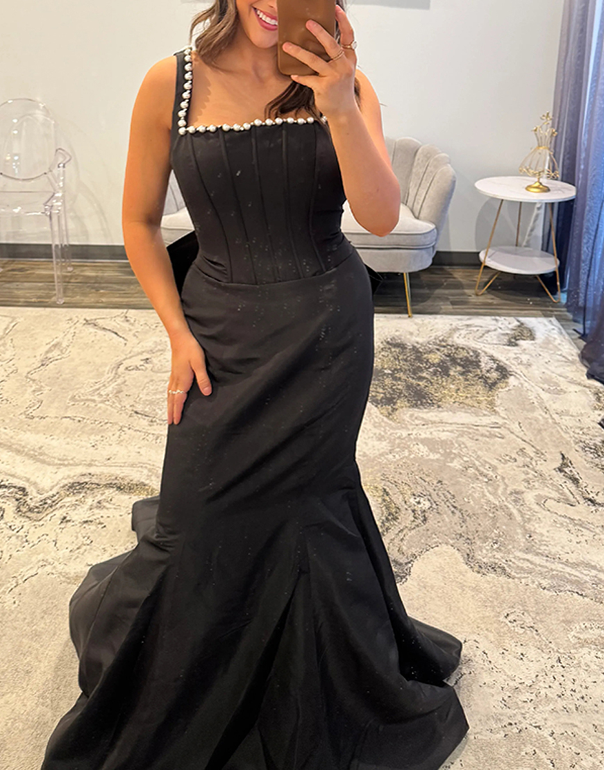 Sparkly Pink Mermaid Corset Long Prom Dress with Bow