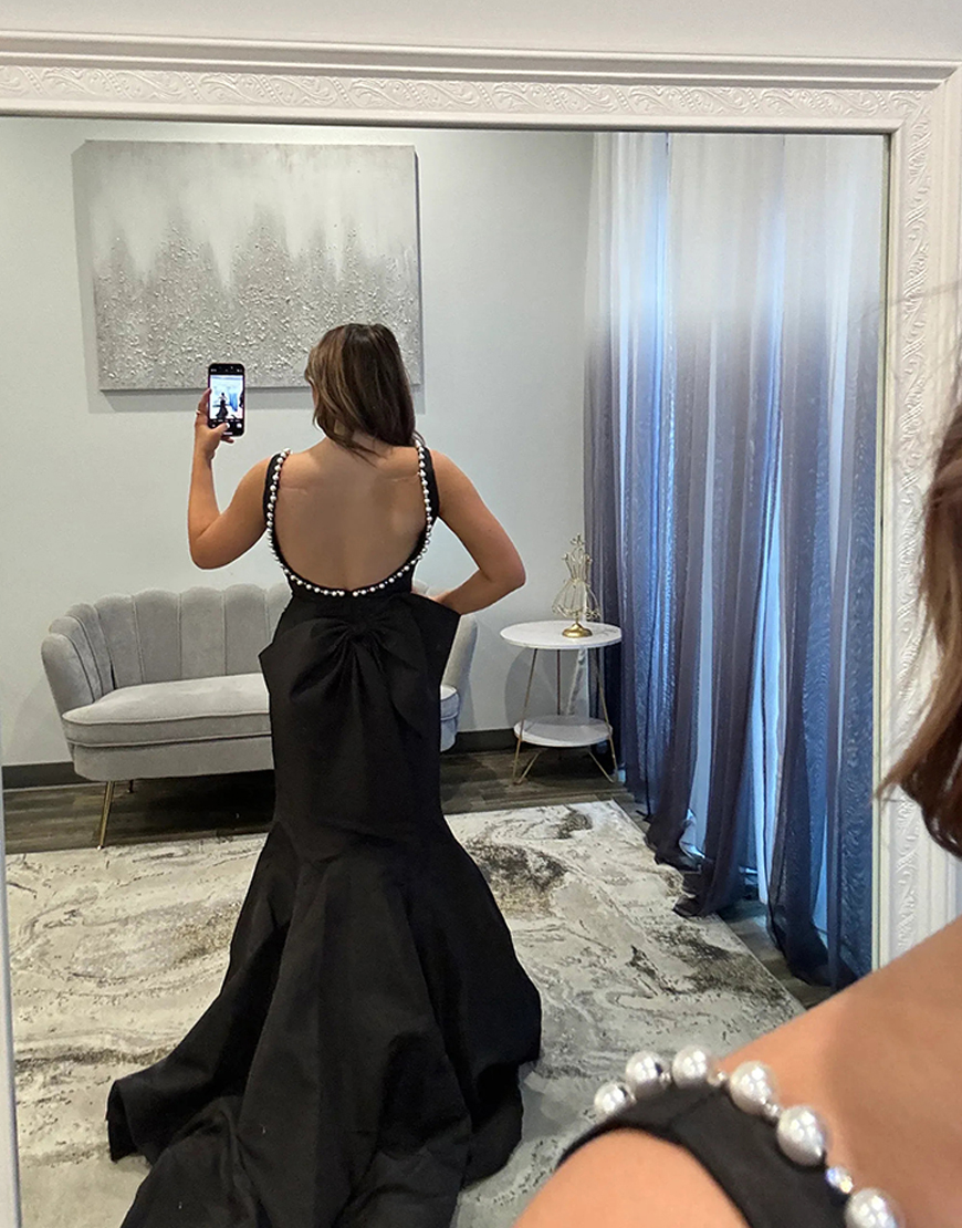 Sparkly Pink Mermaid Corset Long Prom Dress with Bow