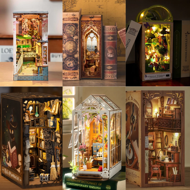 CONNIEIU Garden House 3D Wooden DIY Book Nook