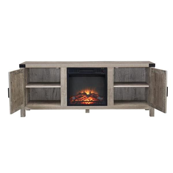 60 in. Gray Electric Fireplace TV Stand Fits TV's up to 70 in. with 2