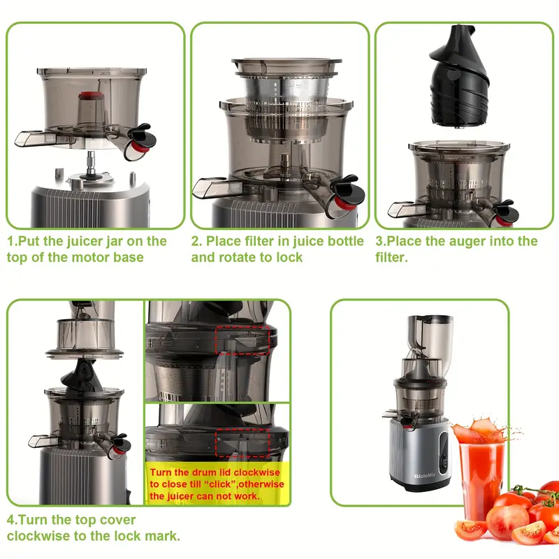 biolomix wide chute slow masticating juicer bpa free cold press juice blender for high nutrient fruit and vegetable juice details 12