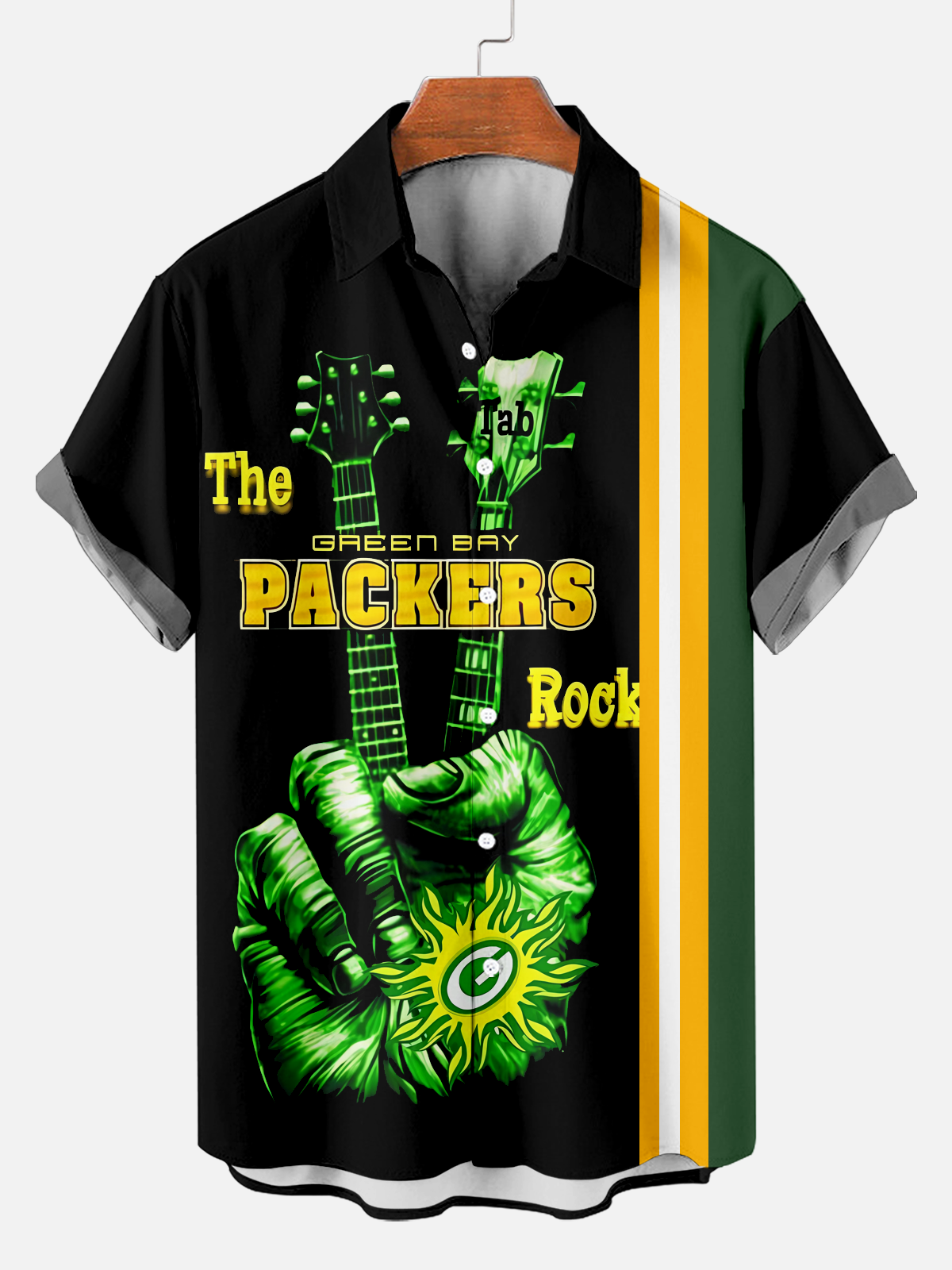 Comfortable American Football Guitar Print Shirt sportsliver