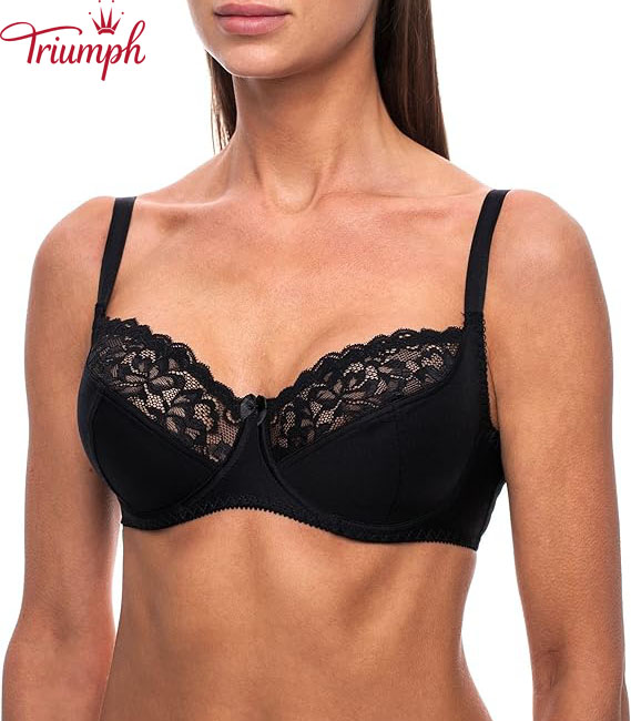 TRIUMPH - 3DB (75A-110F) 💝Női átlátszó csipke nagyméretű béleletlen melltartó