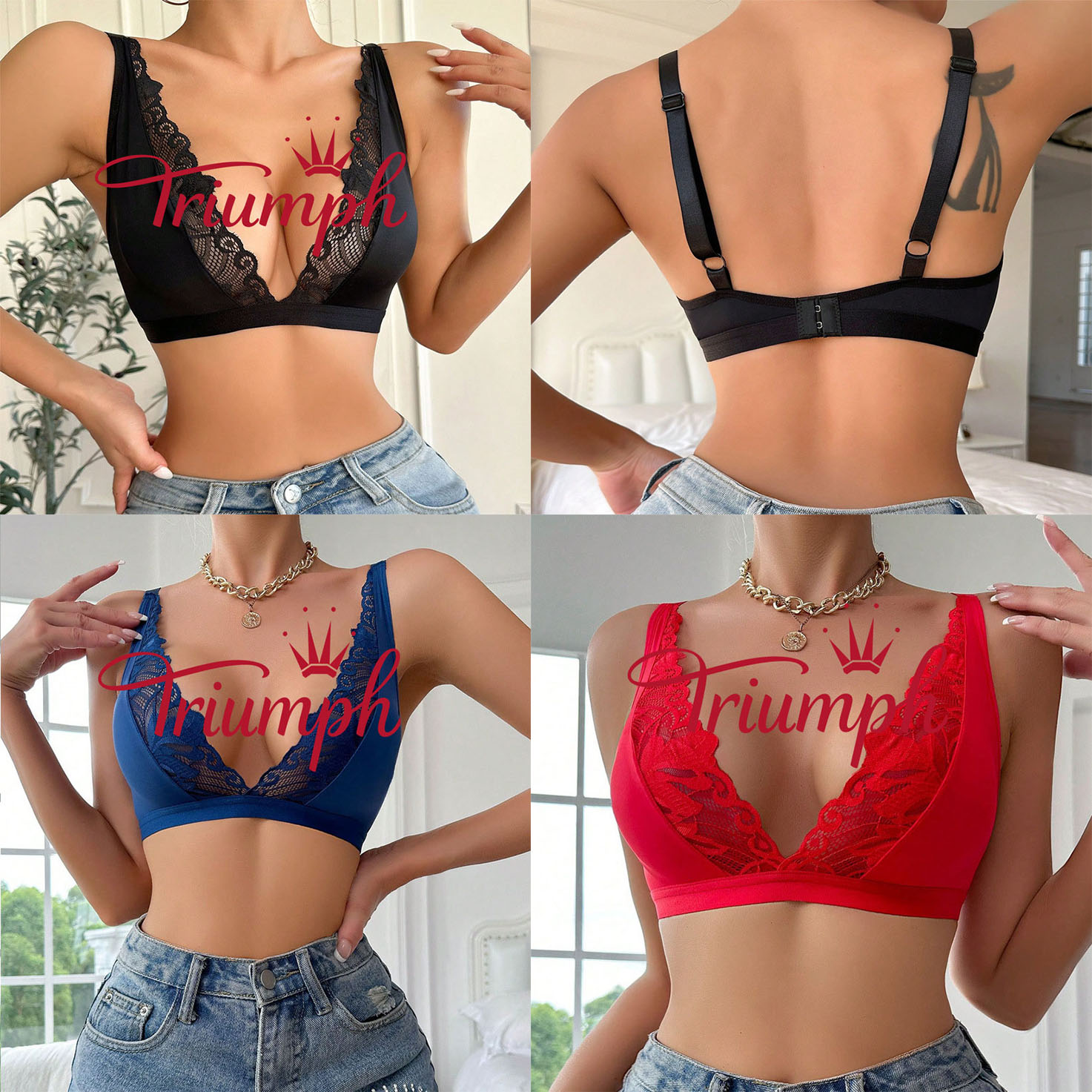 Triumph Seksowny biustonosz koronkowy z pustym dekoltem