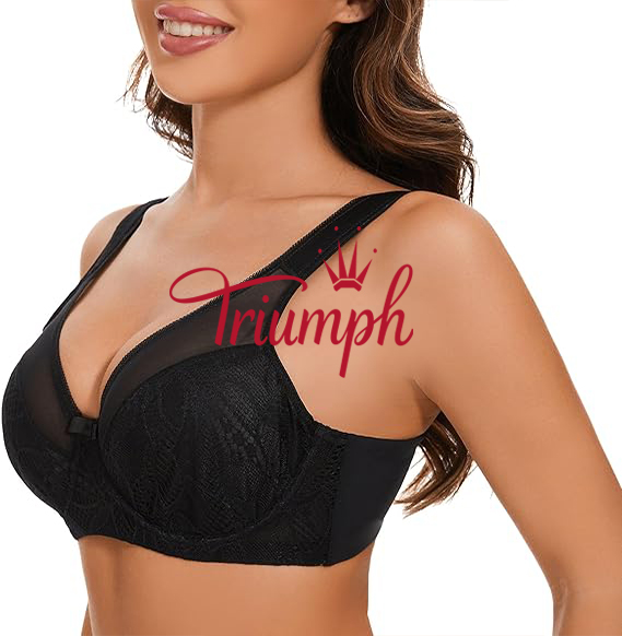 Triumph - 3 darab 🔥Női csipke melltartó nagy méretű, teljes fedésű virágos emelő melltartó