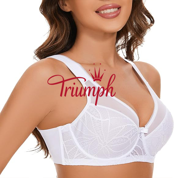 Triumph - 3 darab 🔥Női csipke melltartó nagy méretű, teljes fedésű virágos emelő melltartó