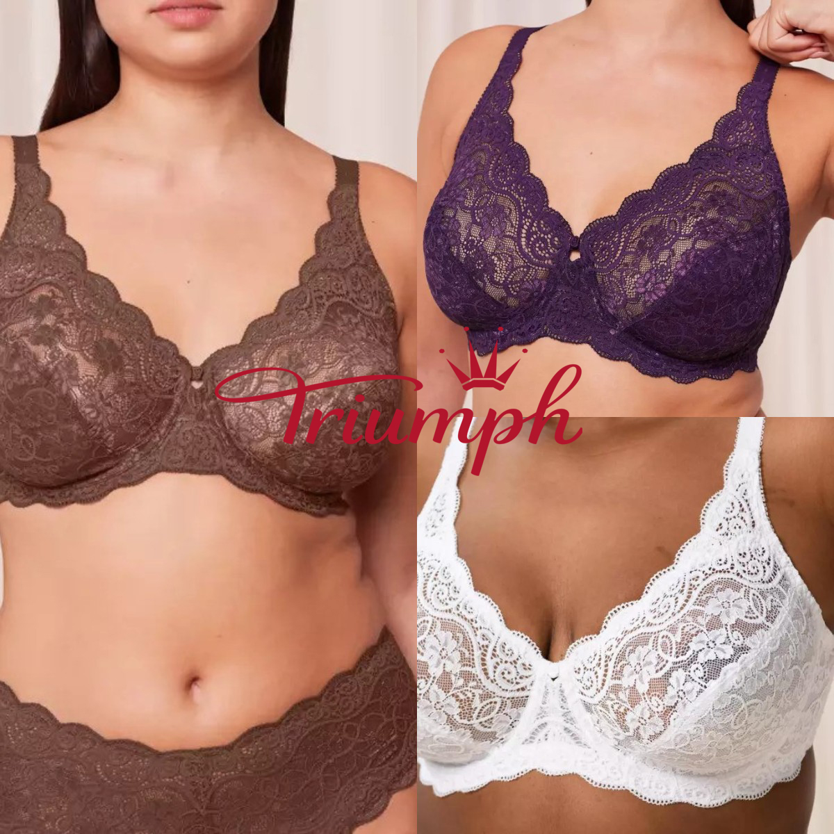 Triumph – Szexi, átlátszó, ultravékony csipkés expozíciógátló melltartó [75A-110E] 3 részes