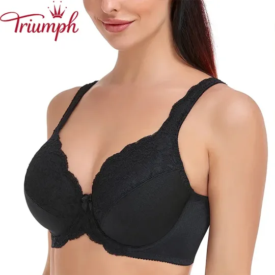 Triumph - dámska biela veľká čipkovaná podprsenka s kosticami [M-6XL]