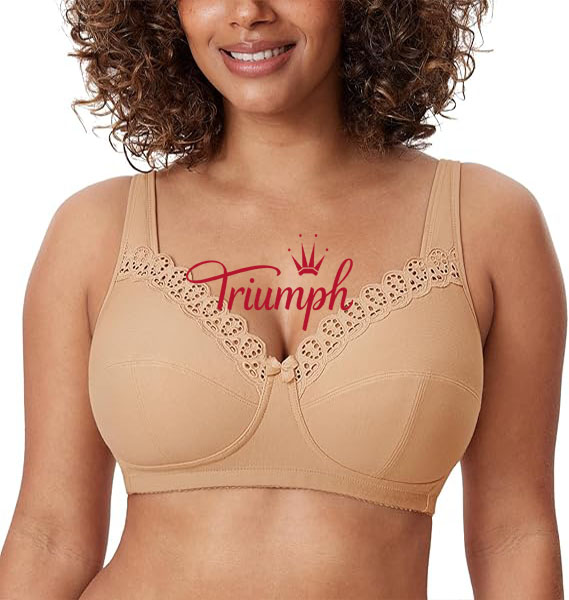 Triumph - 3 darab 🔥Női nagyméretű kényelmes pamut vezeték nélküli teljes kupa béleletlen melltartó