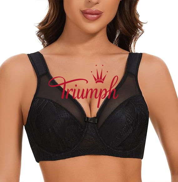 Triumph - 3 darab 🔥Női csipke melltartó nagy méretű, teljes fedésű virágos emelő melltartó
