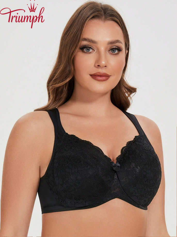 Triumph - (3 db) Női virágos csipke béleletlen teljes fedésű melltartó