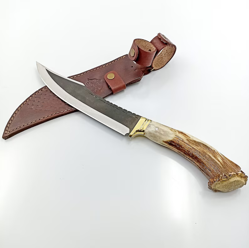 Szarvasagancs Bowie kés bőrtokkal
