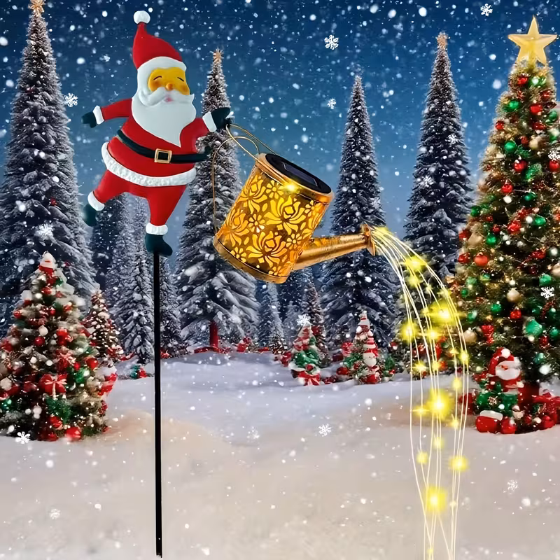 outdoor solar powered christmas snowman lantern pendant light santa claus snowman outdoor pole light lawn light colorful or warm white led   light decoration courtyard suitable for garden porch lawn courtyard farm beautiful christmas gift Product details 5