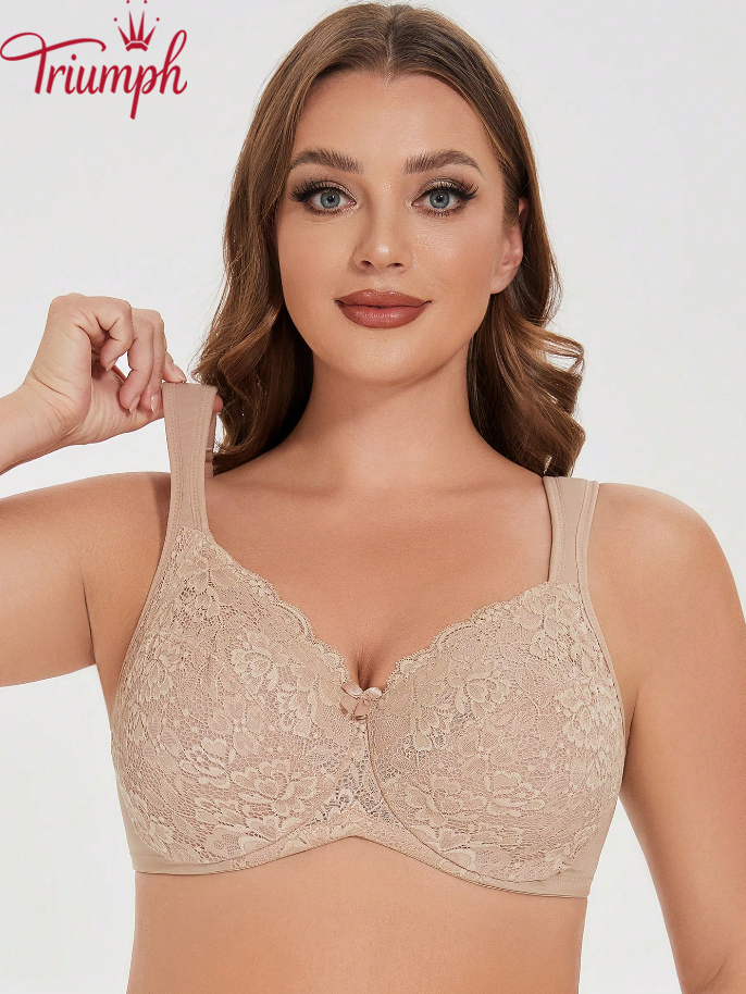 Triumph - (3 db) Női virágos csipke béleletlen teljes fedésű melltartó
