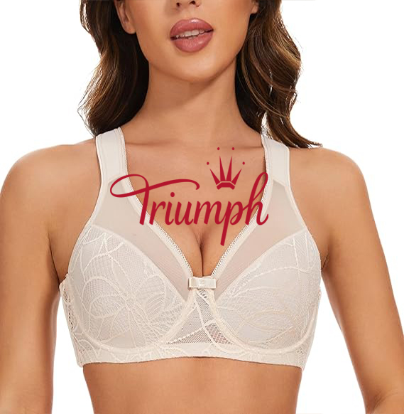 Triumph - 3 darab 🔥Női csipke melltartó nagy méretű, teljes fedésű virágos emelő melltartó