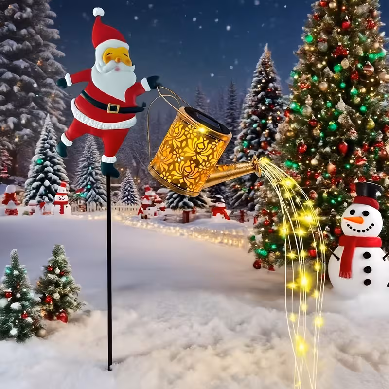 outdoor solar powered christmas snowman lantern pendant light santa claus snowman outdoor pole light lawn light colorful or warm white led   light decoration courtyard suitable for garden porch lawn courtyard farm beautiful christmas gift Product details 3