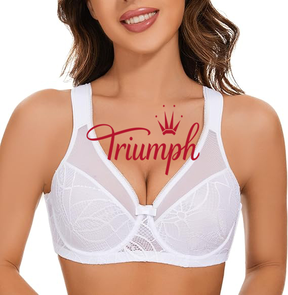 Triumph - 3 darab 🔥Női csipke melltartó nagy méretű, teljes fedésű virágos emelő melltartó