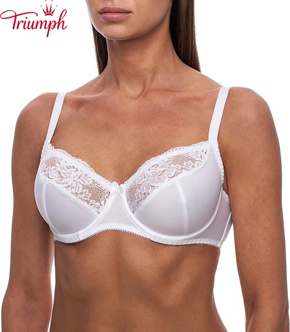 TRIUMPH - 3DB (75A-110F) 💝Női átlátszó csipke nagyméretű béleletlen melltartó