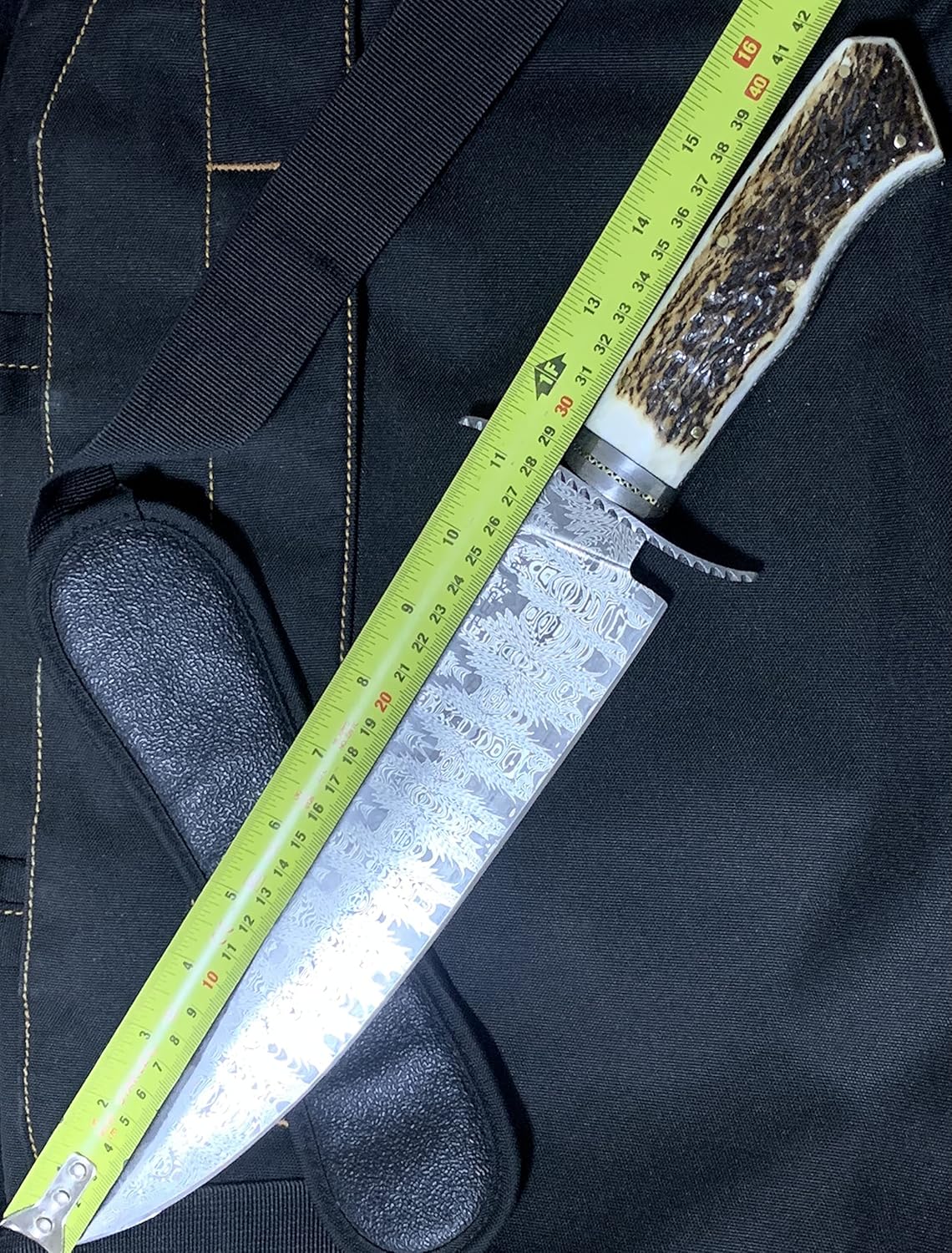 🔥 Damaszkuszi acél Bowie kés, kézzel készített (bőrtokkal)