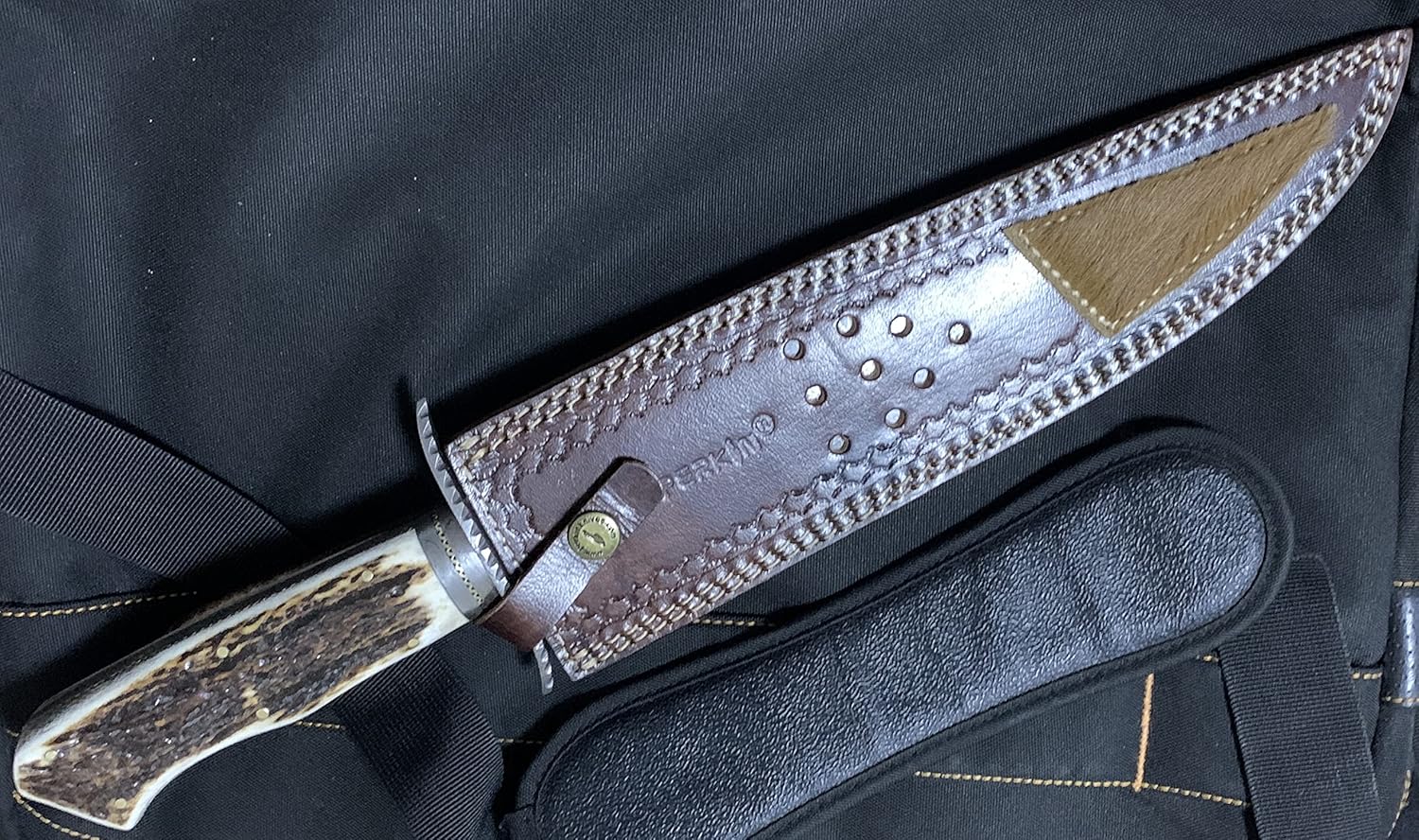 🔥 Damaszkuszi acél Bowie kés, kézzel készített (bőrtokkal)