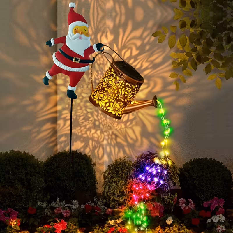 outdoor solar powered christmas snowman lantern pendant light santa claus snowman outdoor pole light lawn light colorful or warm white led   light decoration courtyard suitable for garden porch lawn courtyard farm beautiful christmas gift Product details 7