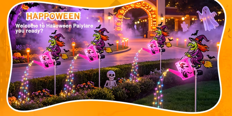 3  halloween   solar garden stake light watering can fairy string light solar powered auto on off outdoor pathway light for yard lawn patio halloween holiday Product details 2
