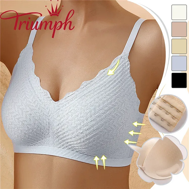 TRIUMPH - 🔥SZEXI HÍMZÉS CSIPKE PUSH UP MELLTARTÓ [75A-110E] 3 DÉS KÉSZLET