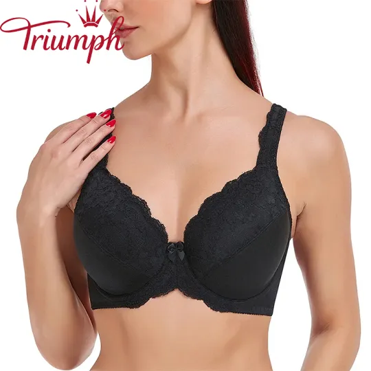 Triumph - dámska biela veľká čipkovaná podprsenka s kosticami [M-6XL]