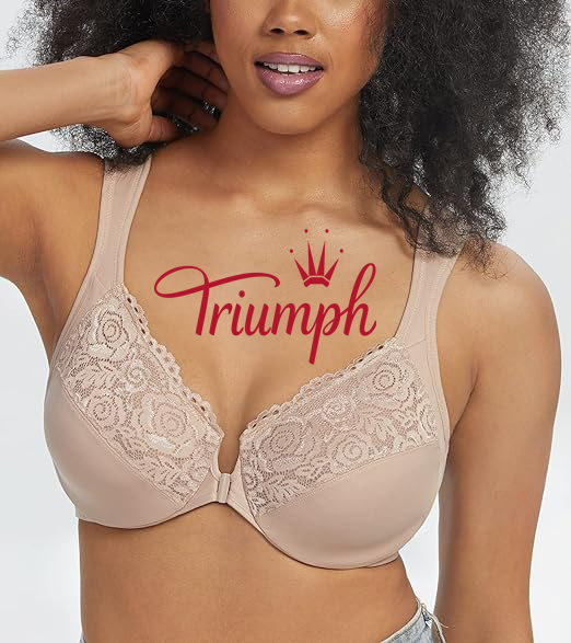 Triumph - 3 darab 🔥Női elülső gombos béleletlen plus méretű melltartó