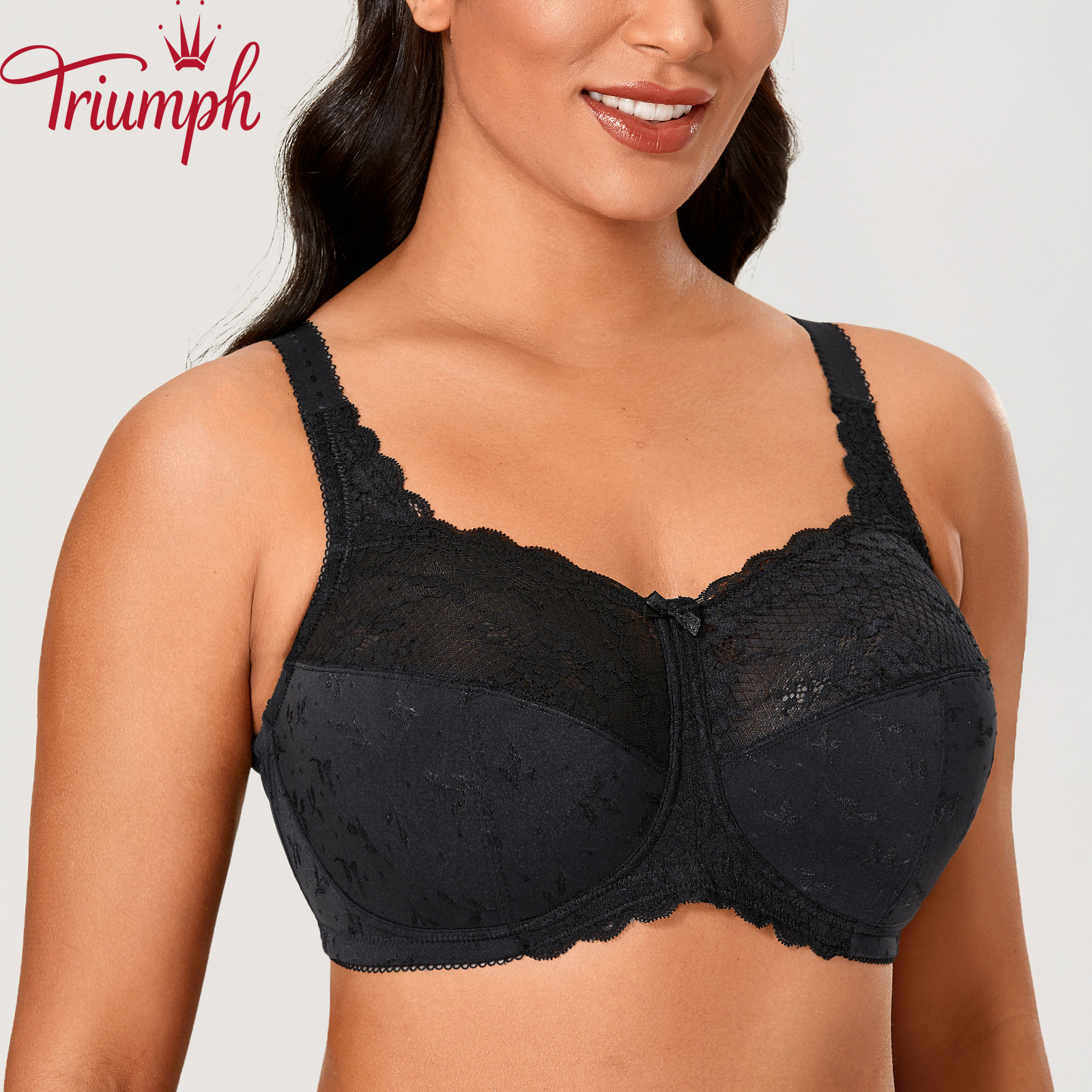 Triumph - 3 részes 🔥Női Push Up vezeték nélküli csipke nagy méretű melltartó