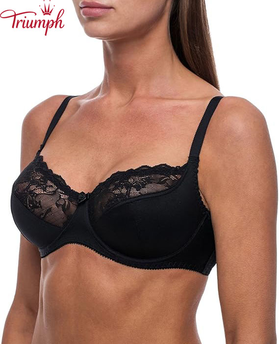 TRIUMPH - 3DB (75A-110F) 💝Női átlátszó csipke nagyméretű béleletlen melltartó