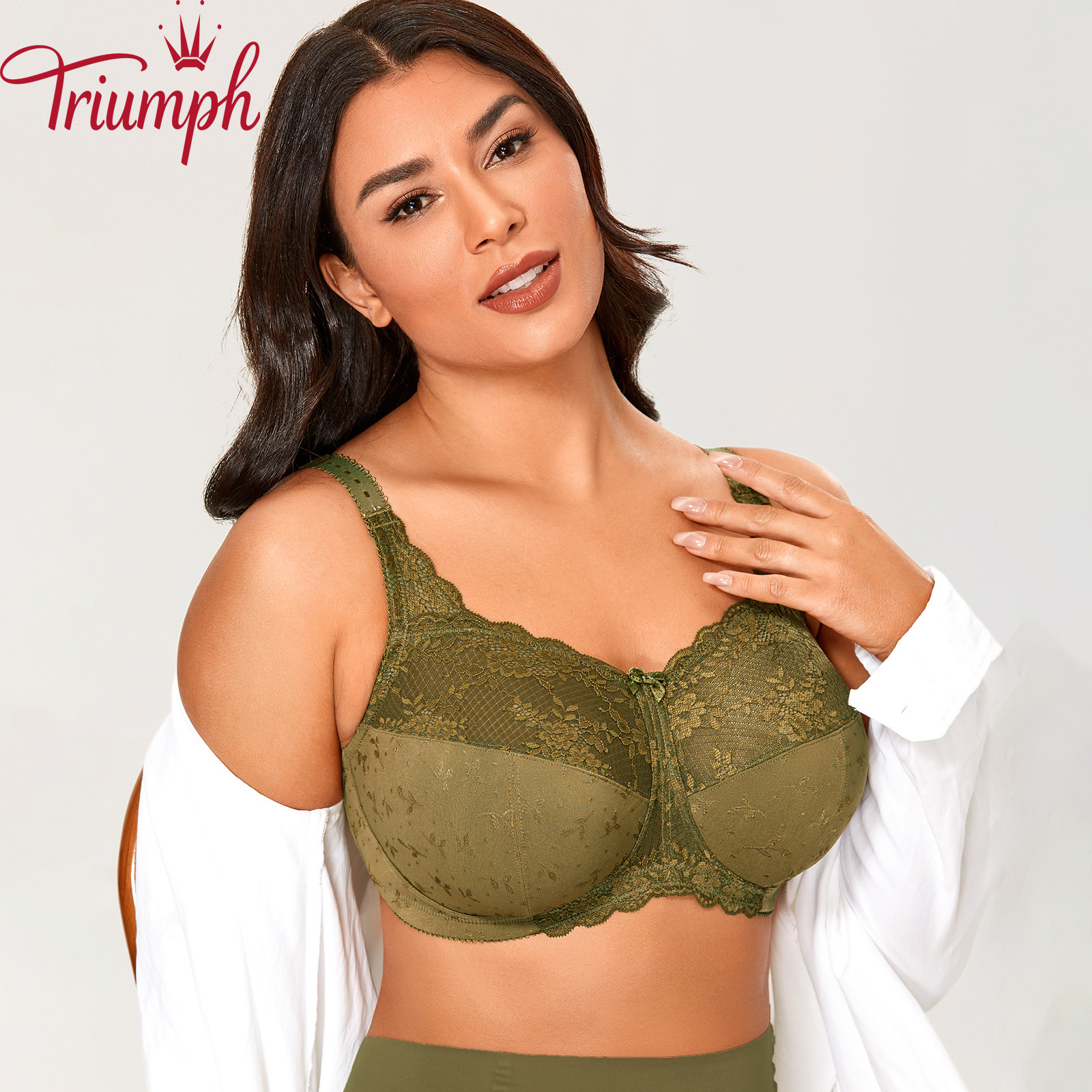 Triumph - 3 részes 🔥Női Push Up vezeték nélküli csipke nagy méretű melltartó