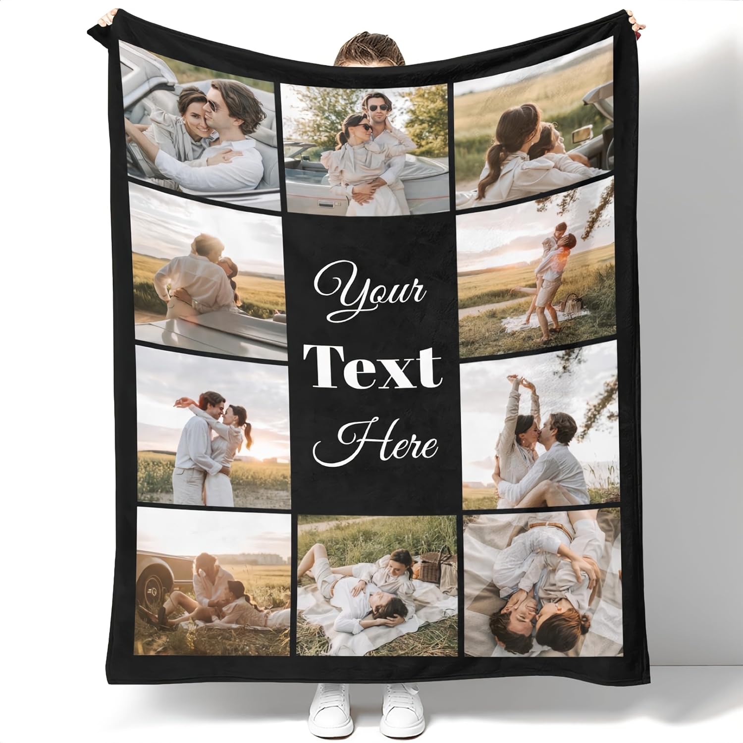 AISENIN Custom Blanket Customized Blankets with Photos Personalized Picture Blankets for Mother Father Kids Sister Friends Couples Birthday Friend