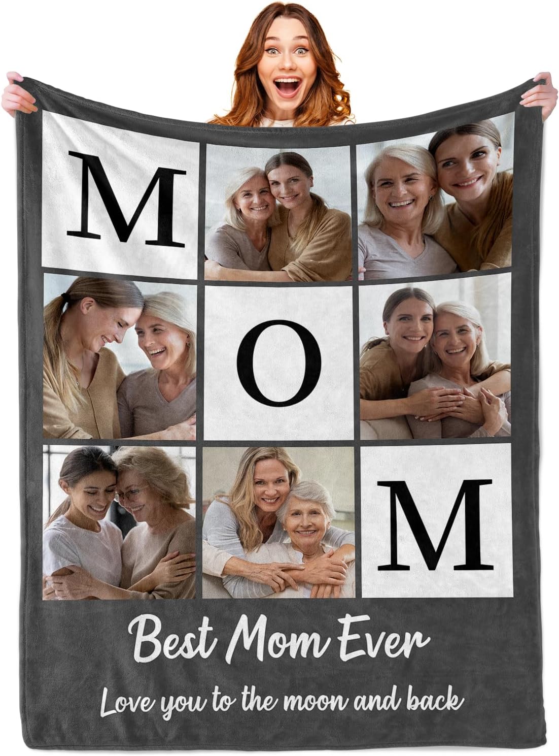 AISENIN Mom Blanket for Mother‘s Day Custom Photo Blanket Personalized Picture Blankets for Mom Birthday Gifts for Mom Wife Customized  Gift For Mom