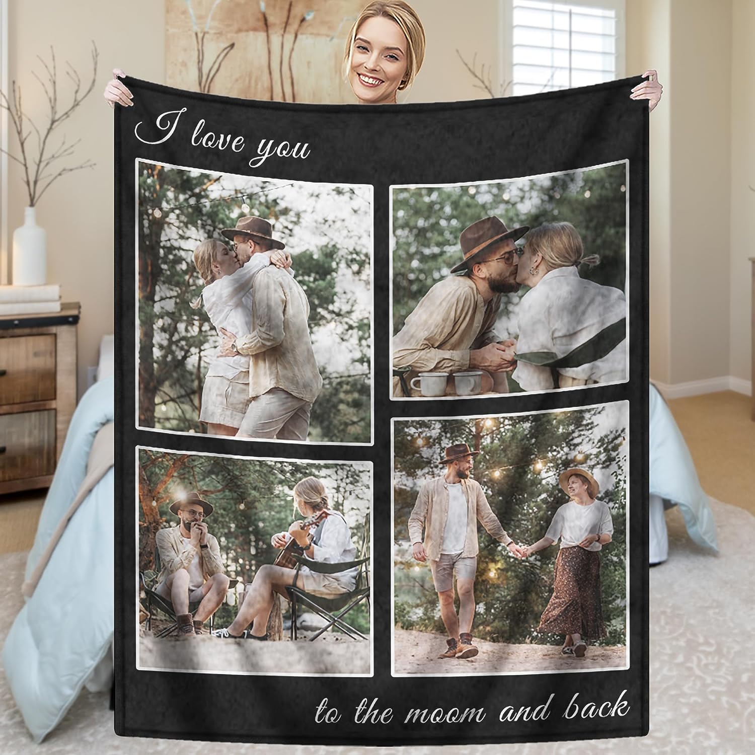 Custom Couple Blanket Gifts for Boyfriend Girlfriend I Love You Gift Personalized Picture Blankets for Birthday Valentines Memorial 30" x 40" Photo 4