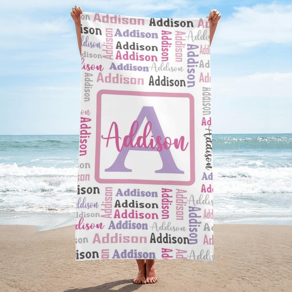 AISENIN Personalized Beach Towels for Kids Adults Personalized Gifts Custom Gifts with Name Quick Dry Personalized Beach Towels with Name 30*60inch
